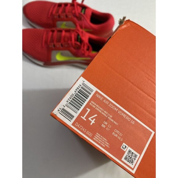 New Mens Size 14 Red Nike Air Zoom Vomero 16 Running Shoes DA7245 600 - Picture 10 of 10